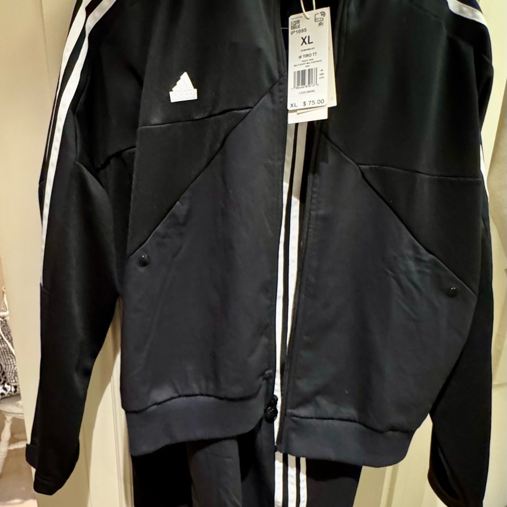 Adidas Black Varsity Bomber Jacket set.